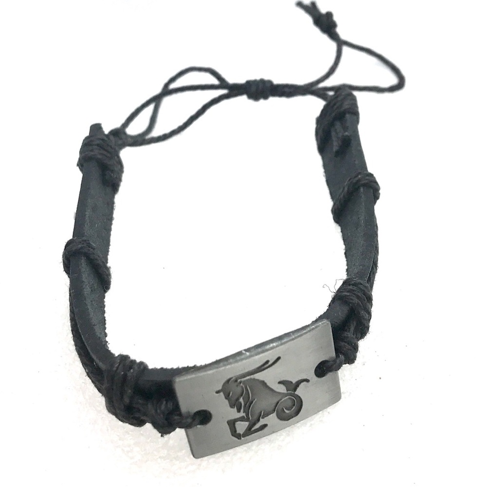 Leather bracelet Capricorn Zodiac charm
